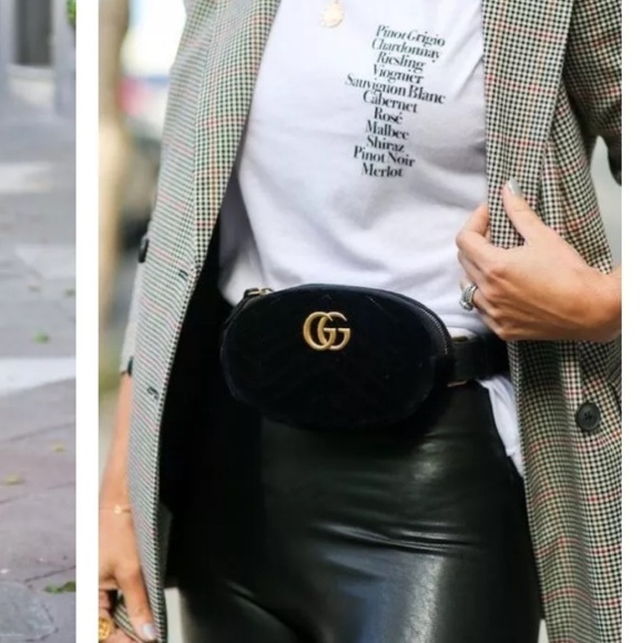 Gucci Waist Pouch Velvet Blue Belt Gg Marmont women's bag - Picture 3 of 15